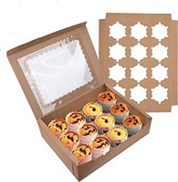 NIB 20 Pack Cupcake Boxes Containers with Clear Di