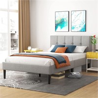 $150  Twin Upholstered Bed Frame  Light Gray