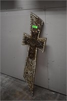 Large Decorative Cross w/Glass Bead & Mirrors 48"