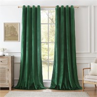 Green Velvet Blackout Curtains 52W x 72L