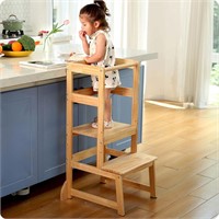 Adjustable Kitchen Stool for Toddlers  Natural