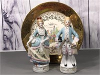 Royal China 22kt Gold Plate/Occupied Japan Statues