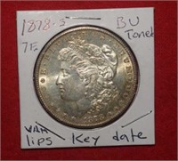 1878-S Morgan Silver Dollar - 7 Feathers, Toned &