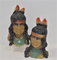 Vintage Chalkware Native American Figures
