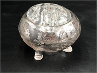 Silver Trimmed Bowl w/Glass Frog