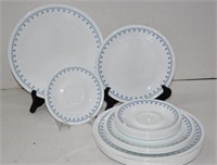 21pc Vintage Corelle Blue Snowflake Plates, Bowls