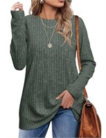 R9432  Fantaslook Long Sleeve Crew Neck Tunic Tops