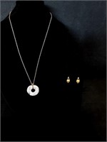 Gold & White Necklace + Earrings