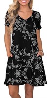 R9451  Large Casual Dress, V Neck Short Sleeve