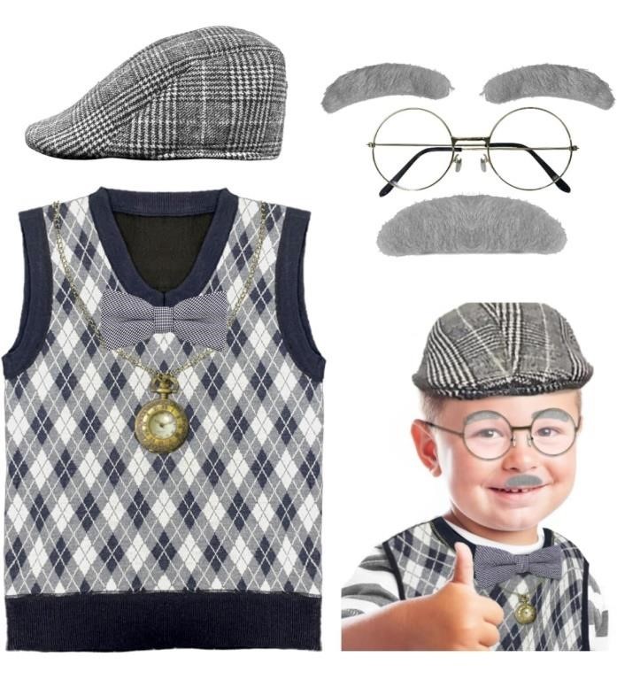 IncreDecor Old Man Costume for Kids,100 Day of