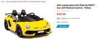 W4006  24V Lamborghini DRIFT Car - Yellow