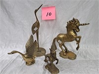 Two Bird & Two Fictional Solid Brass Statues