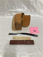 Vintage Razor & Leather Sharpening Strap