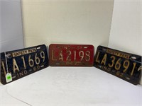 1960-1962 INDIANA SAFETY PAYS LICENSE PLATES