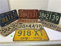 LOT OF 8 INDIANA LICENSE PLATES FROM THE 1960'S