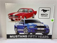 MUSTANG FIFTY YEARS METAL ADVERTISING SIGN -