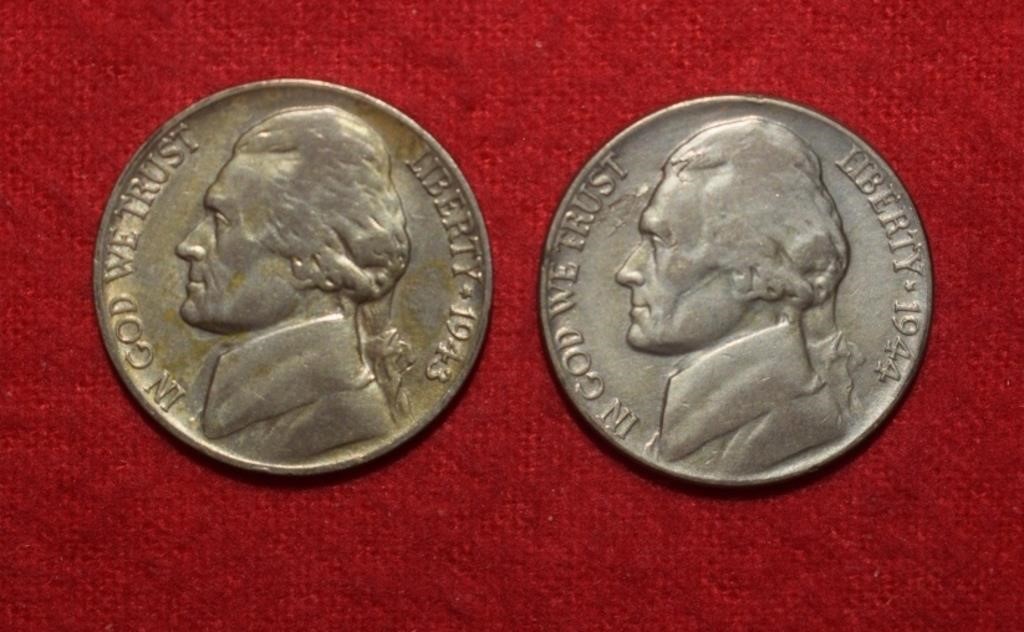 1943P & 1944P Silver War Nickels w/ Mint Errors