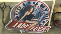 BUD LIGHT LADY LUCK METAL SIGN