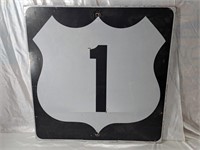 Highway Route 1 Reflective Plywood Sign