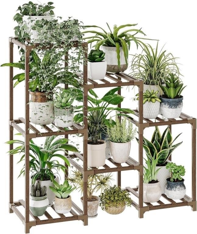 W4143  Bamworld 3-Tier Plant Shelf, 7 Pots