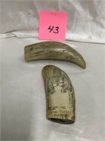 Two Whale Tooth Style Carved Pieces