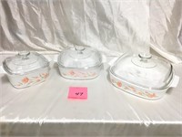 Vintage Peach Floral Corning Ware Set