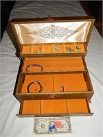 Rough Condition Jewelry Box w/ Contents