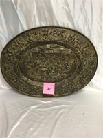 Large Oval Brass Victorian Wall Plaque