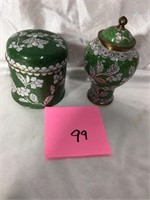 Set of Green and White Cloisonne China