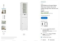 N1526  Homfa White Linen Cabinet, Tall