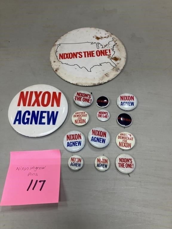 13 Vintage Nixon/Agnew Political Pins
