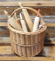 Nice Large Basket with 5 Rolling Pins