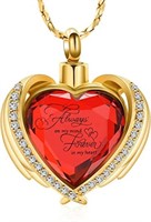 R9494  Hearbeingt Angel Wing Heart Urn Necklace