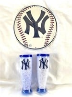 NY Yankee 12 in. Metal Sign Logo with 2 Freezer