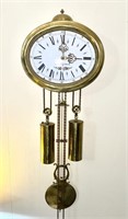 Bellefontaine 8-Day Brass Wall Clock.  Oval Face