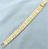 Wide Nugget Link Bracelet in 14k Yellow Gold