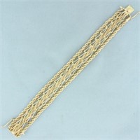 Triple Rope Wide Charm Bracelet in 14k Yellow Gold