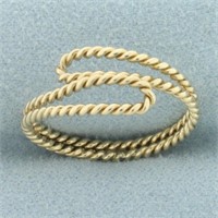Rope Design Bypass Ring in 14k Yellow Gold