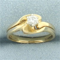 Diamond Solitaire Engagement and Wedding Ring Brid