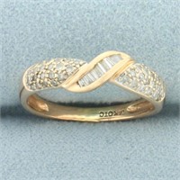 Round and Baguette Diamond Ring in 14k Rose Gold