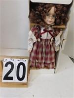 Porcelain Doll w/ Plaid Dress