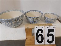 Spongeware Blue & White Nesting Bowls