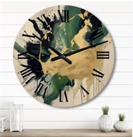 Green And Yellow Splash - Fractals Wall Clock