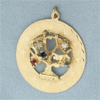 Gemstone Tree of Life Medallion Pendant or Charm i