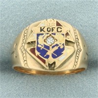 Vintage Knights of Columbus Diamond Ring in 14k Ye