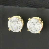 4ct CZ Stud Earrings in 14k Yellow Gold