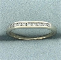 Diamond Curved Wedding Band Ring in 14k White Gold
