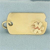 Medical Alert Pendant or Charm in 14k Yellow Gold