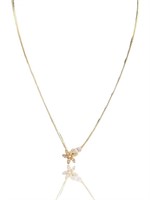 10k Yellow Gold Marquis Diamond Cluster Necklace