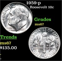 1959-p Roosevelt Dime 10c Grades GEM++ Unc